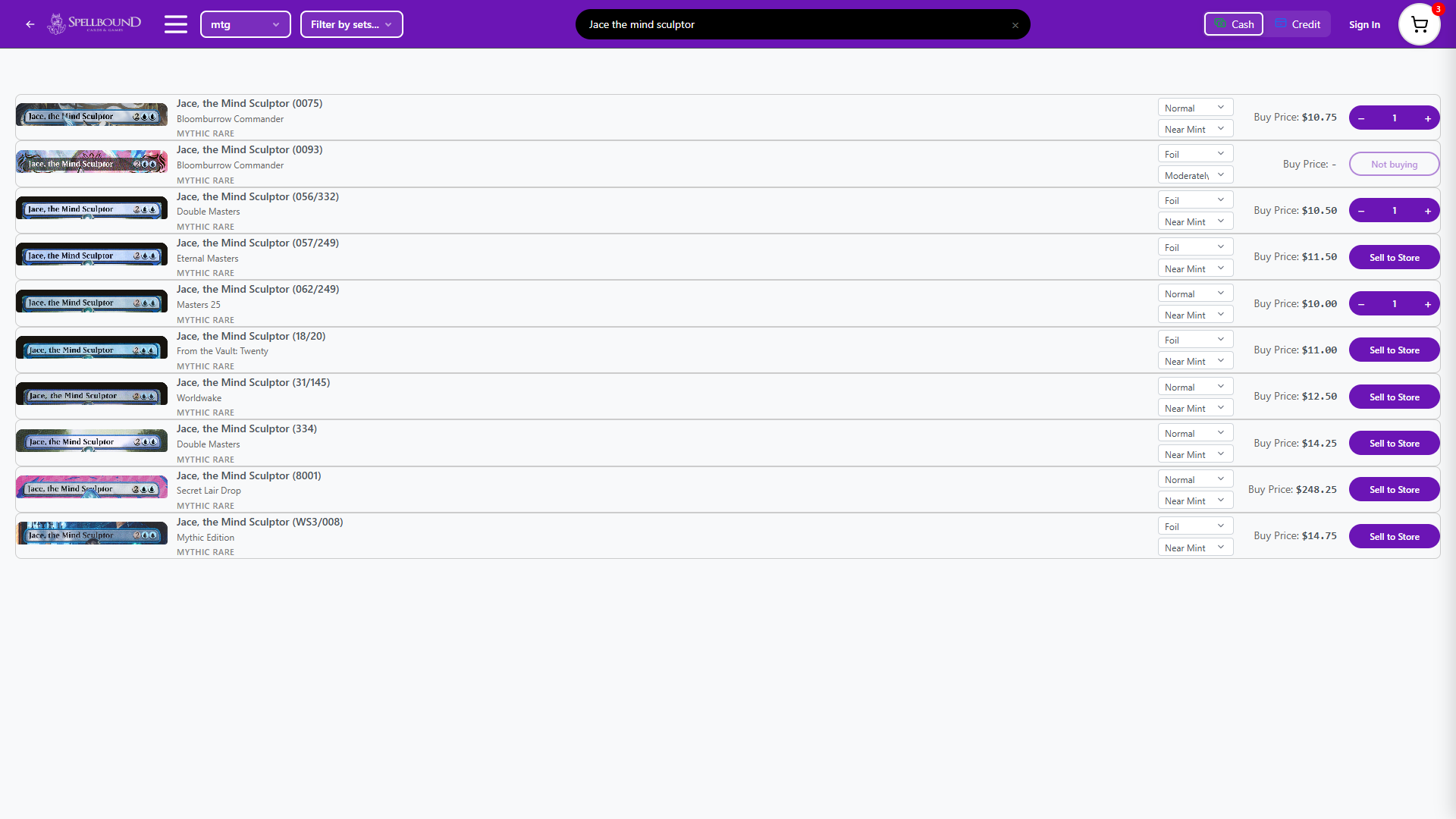 Online Buylist List View