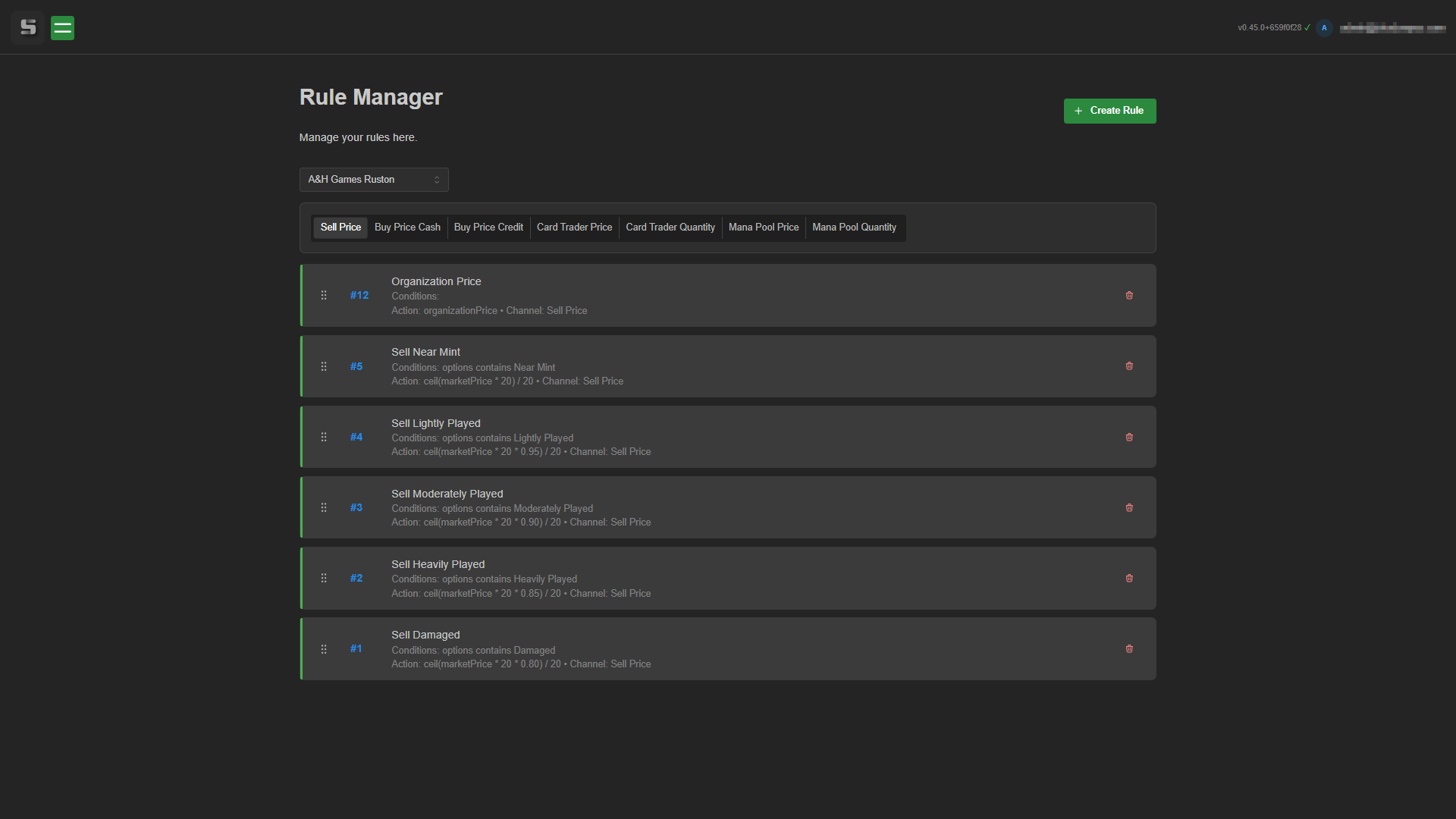 Rules Channel Specific Pricing