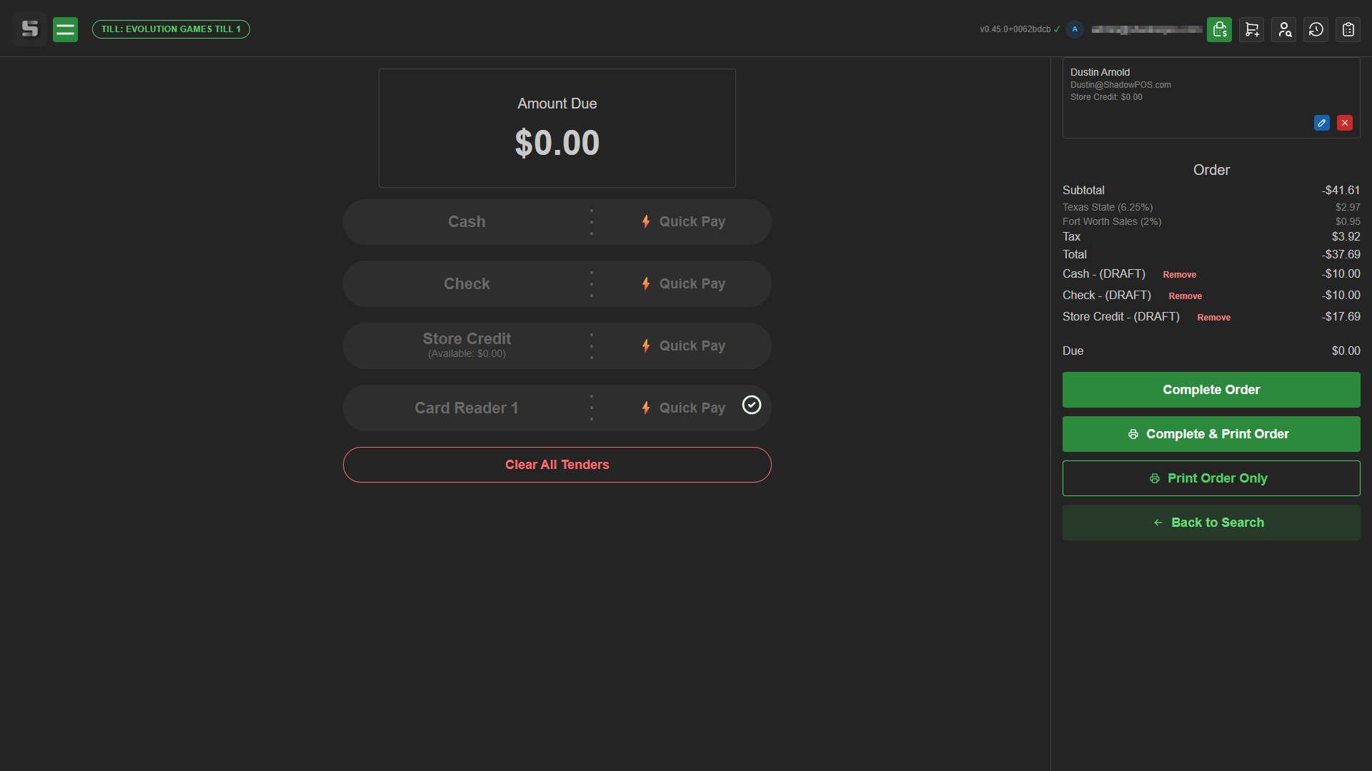 split tender payment screen